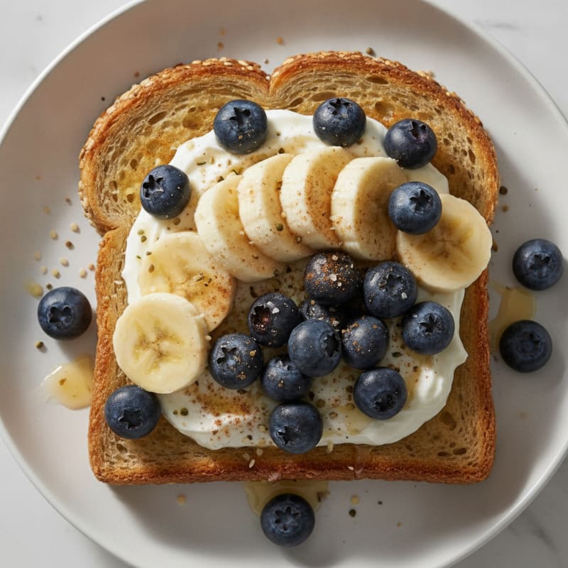 Banana Cinnamon Toast with Blueberries