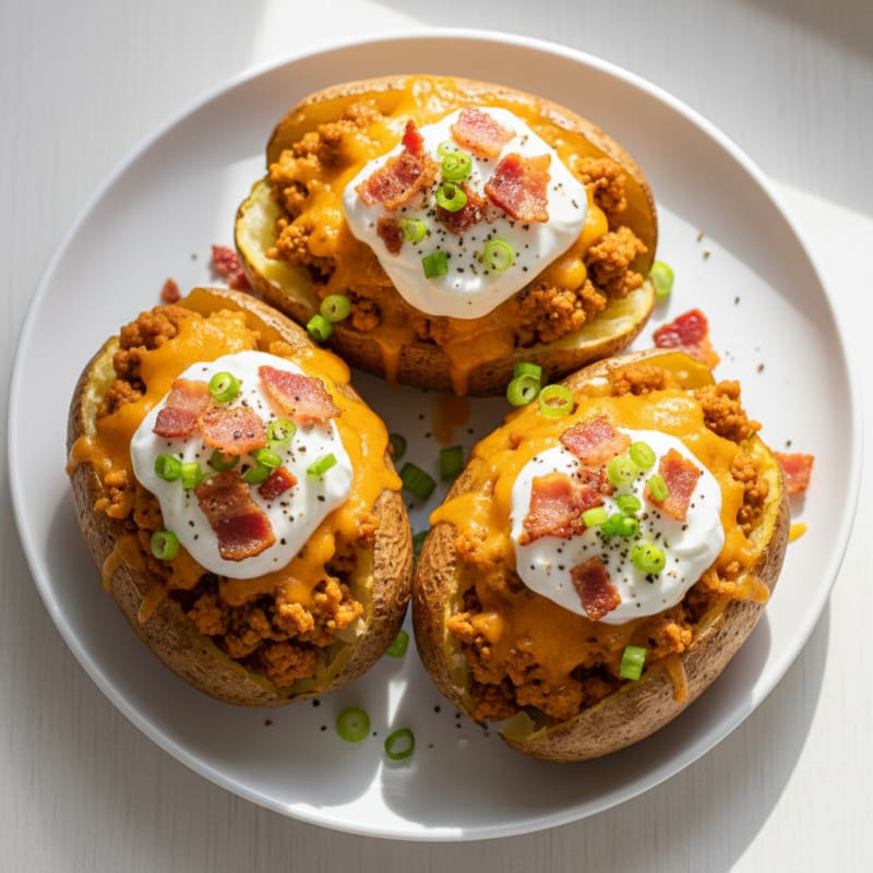 Crispy Bacon Cheddar Stuffed Potatoes