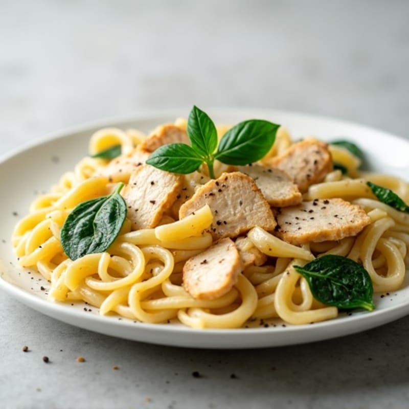 Healthy Creamy Chicken Alfredo Pasta