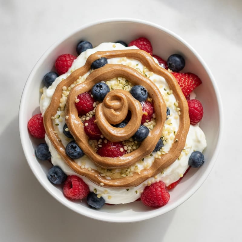 Creamy Greek Yogurt Parfait with Mixed Berries and Almond Butter