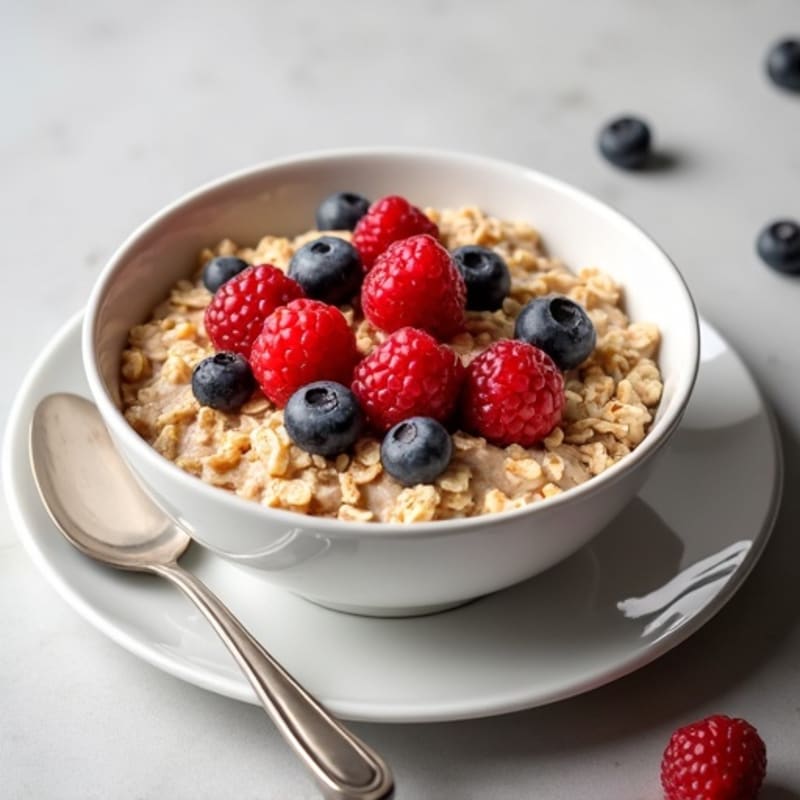 Fluffy Protein Oatmeal with Fresh Berries