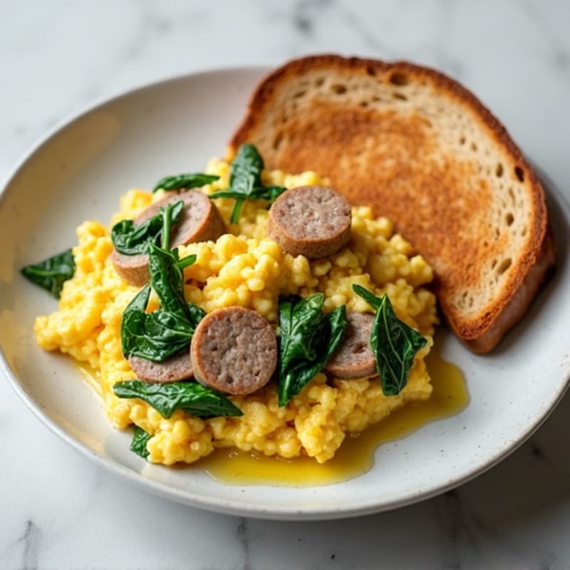 Egg White Scramble with Spinach and Turkey Sausage