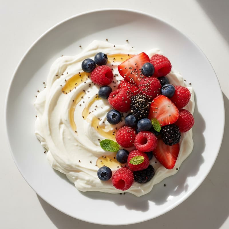 Silky Greek Yogurt Protein Pudding with Mixed Berries