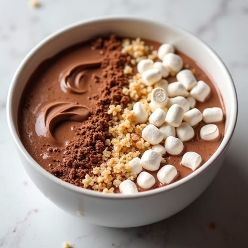 Creamy Chocolate Almond Protein Bowl with Marshmallow Swirl