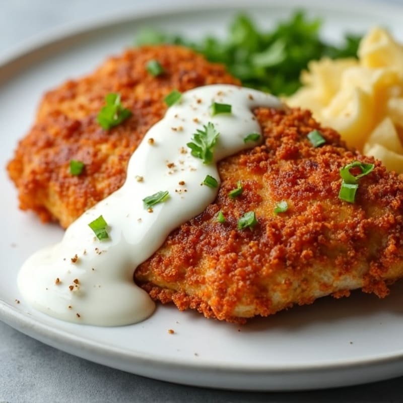 Crispy Spiced Chicken with Creamy Garlic Sauce