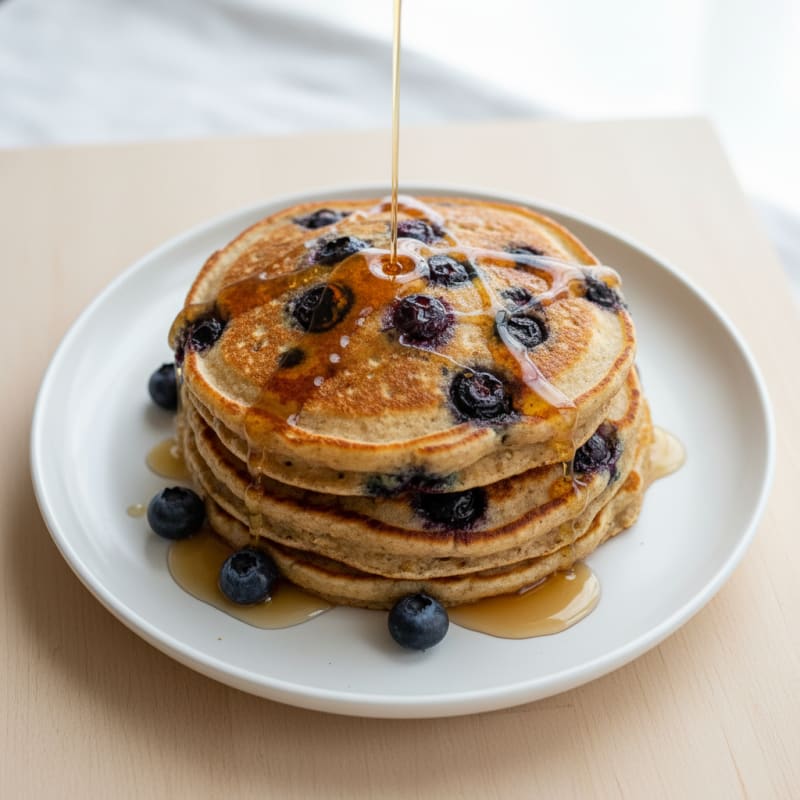 Berry Protein Pancakes with Maple Drizzle