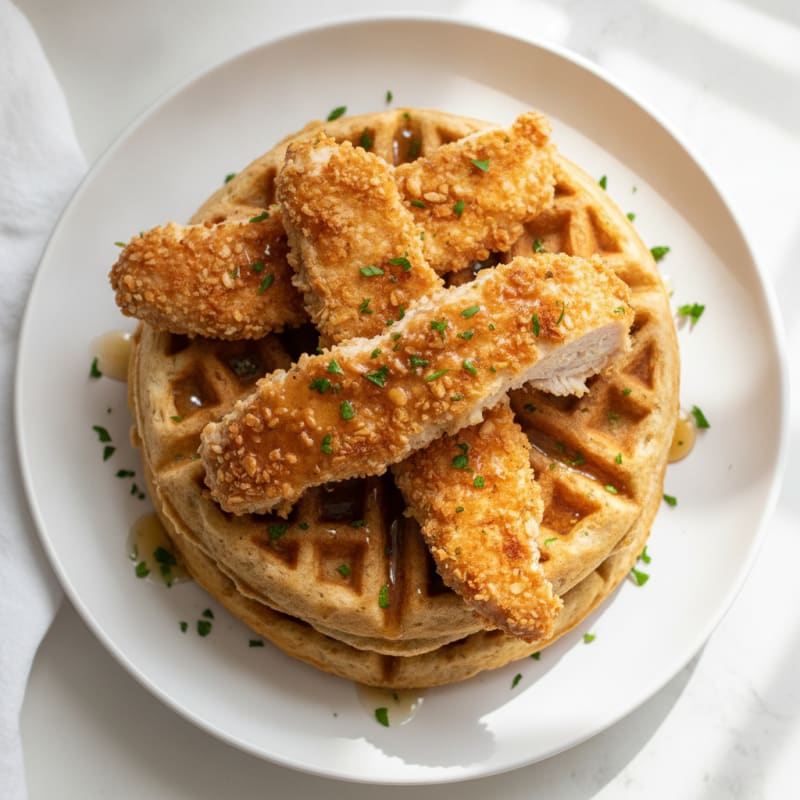 Clean Almond-Crusted Chicken and Oat Waffles