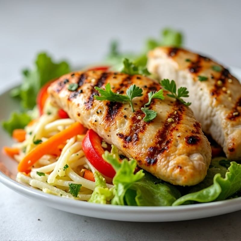 Grilled Chicken Breast with Crunchy Cabbage Slaw