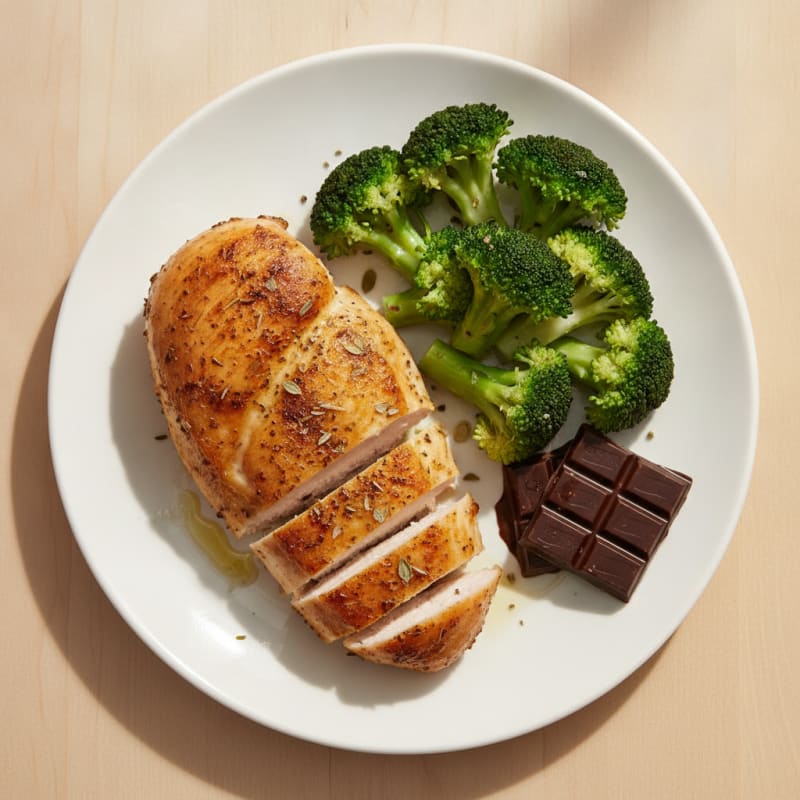 Herb-Roasted Chicken Breast with Steamed Broccoli