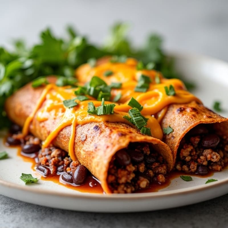 Lean Beef and Black Bean Skillet Enchiladas