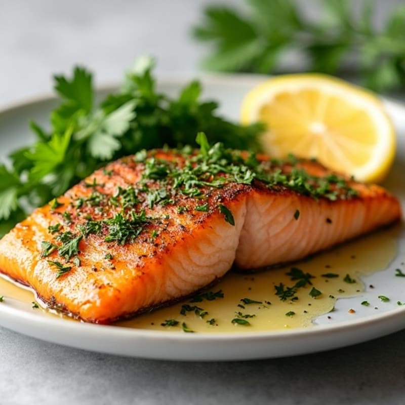 Herb-Crusted Pan Seared Salmon with Lemon