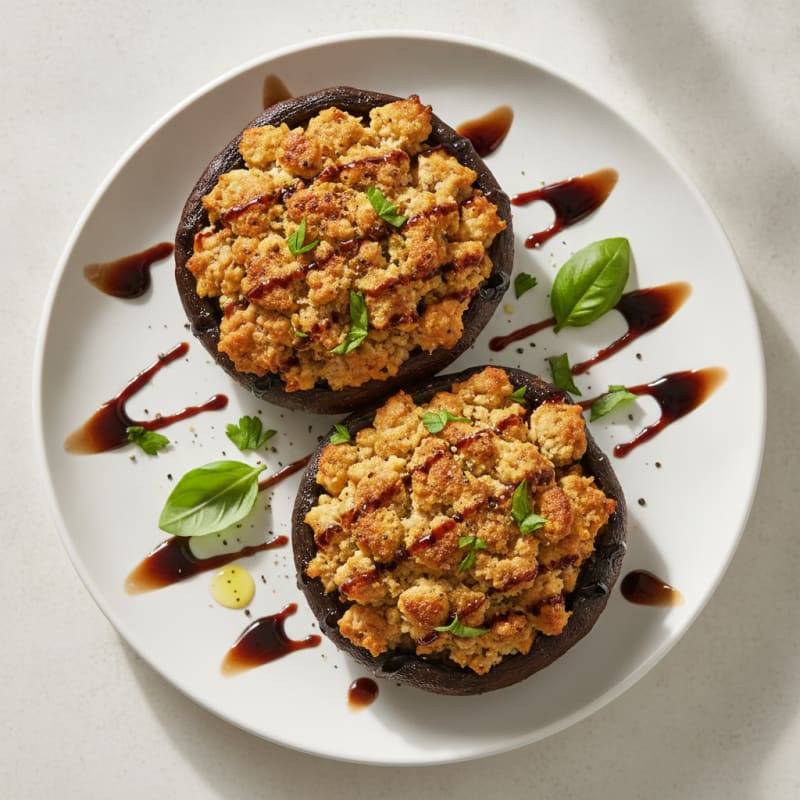 Herb-Stuffed Portobello Mushrooms with Balsamic Glaze
