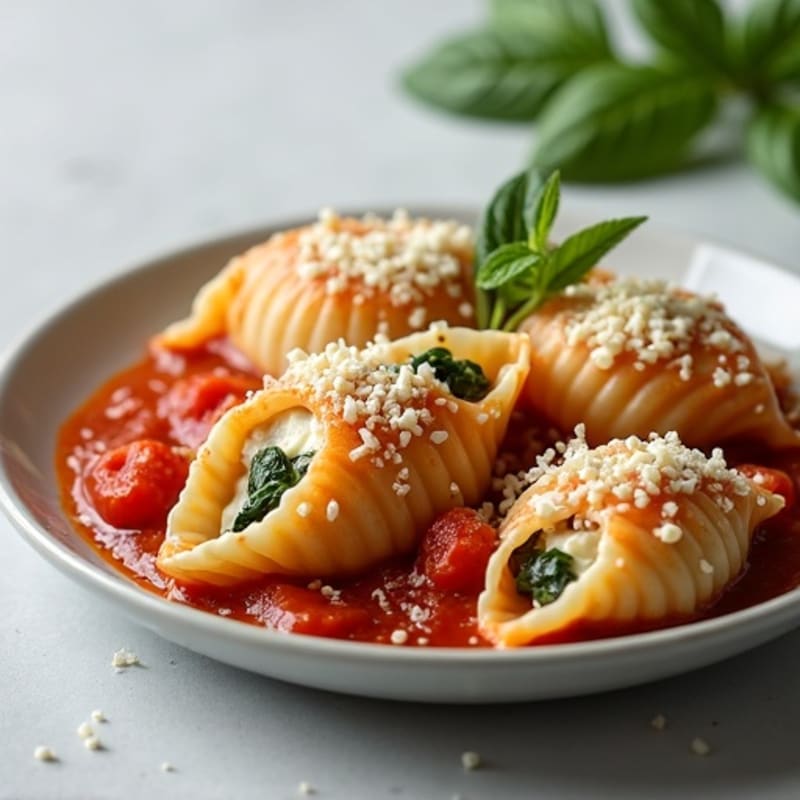Hearty Creamy Spinach and Ricotta Stuffed Shells
