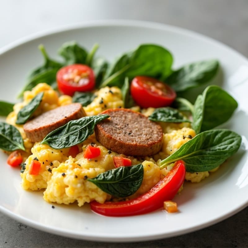 Egg White and Turkey Sausage Scramble with Spinach