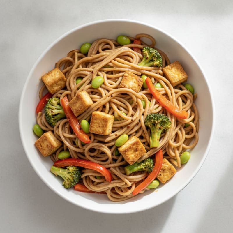 Peanut Noodles with Roasted Vegetables