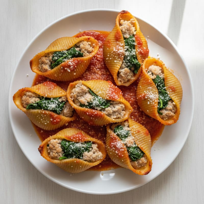 Baked Spinach Ricotta Stuffed Shells