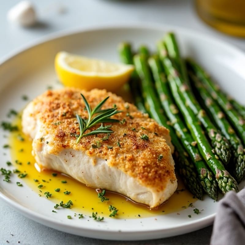 Garlic Herb Crusted Chicken with Roasted Asparagus