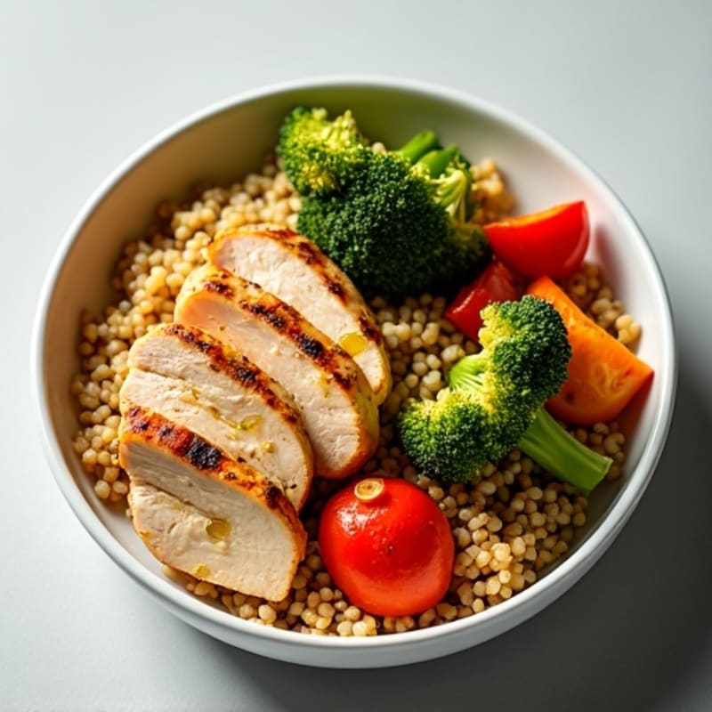 Grilled Chicken and Quinoa Bowl with Roasted Vegetables