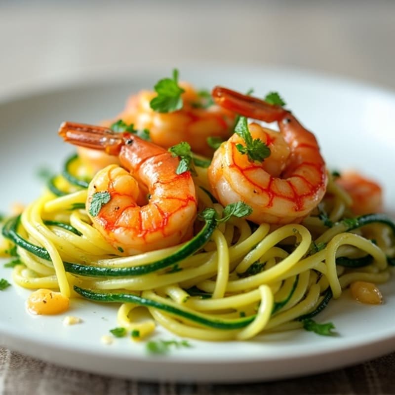 Pan-Seared Garlic Butter Shrimp with Zucchini Noodles