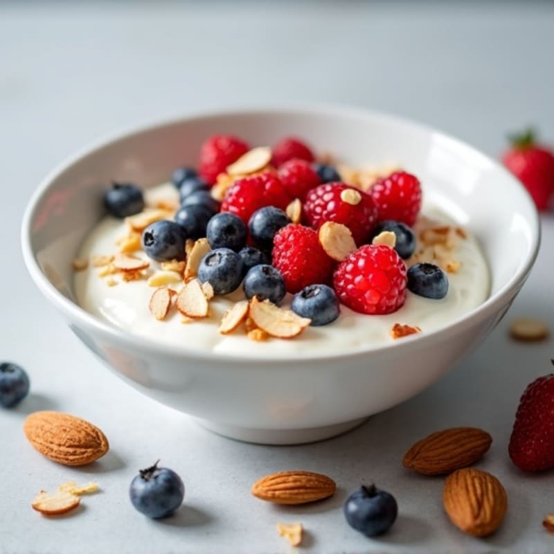 Creamy Greek Yogurt Protein Bowl with Berries and Almonds
