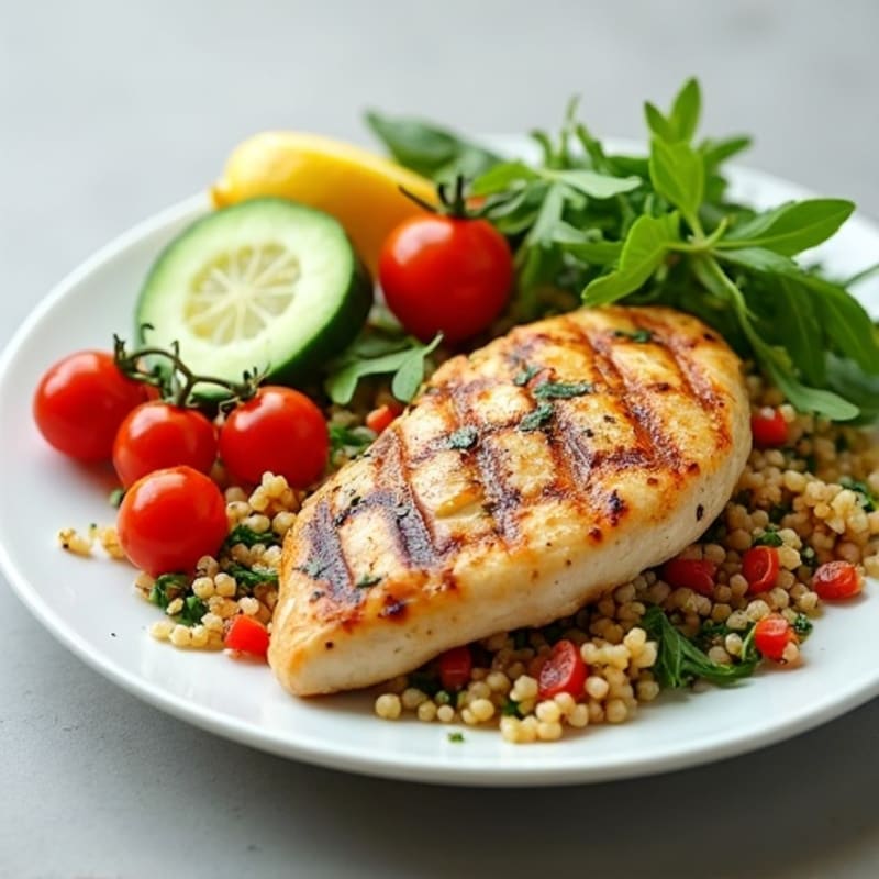 Grilled Chicken and Quinoa Salad with Fresh Vegetables