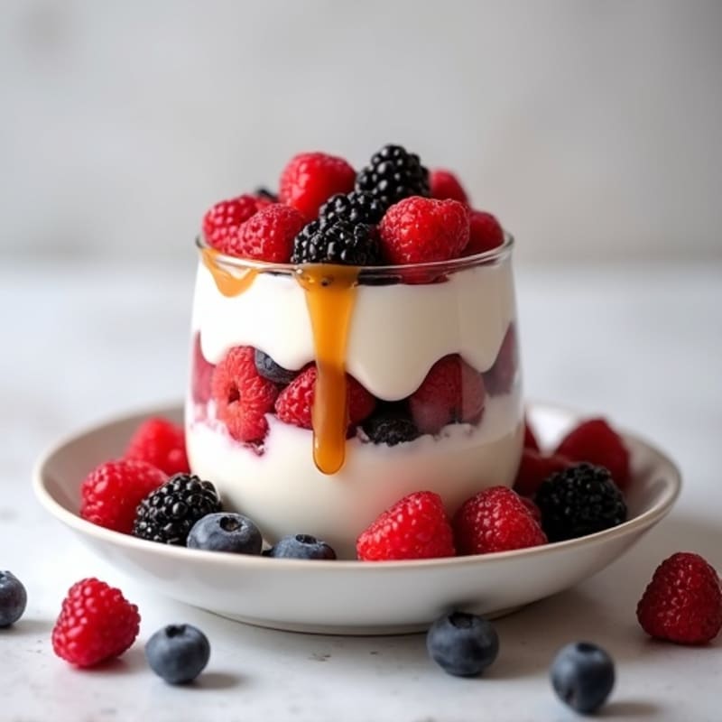 Creamy Greek Yogurt Parfait with Mixed Berries and Almond Butter