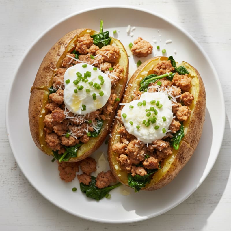 Hearty Baked Potatoes with Savory Toppings