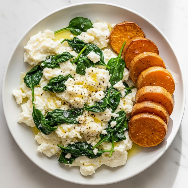 Fluffy Egg White and Spinach Scramble