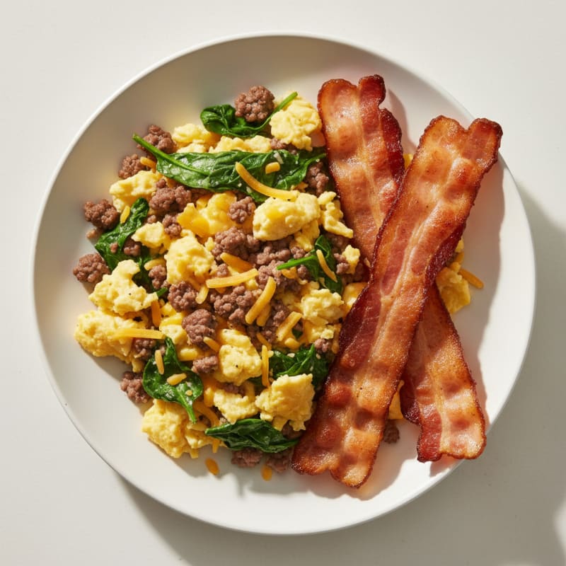 Egg and Cheese Scramble with Crispy Bacon