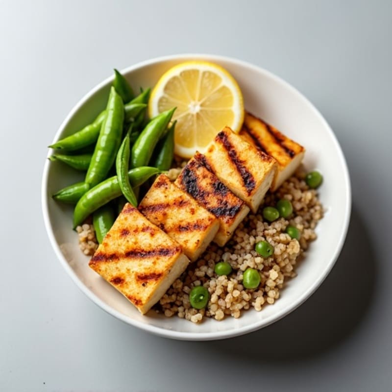 Grilled Tofu and Quinoa Bowl with Edamame