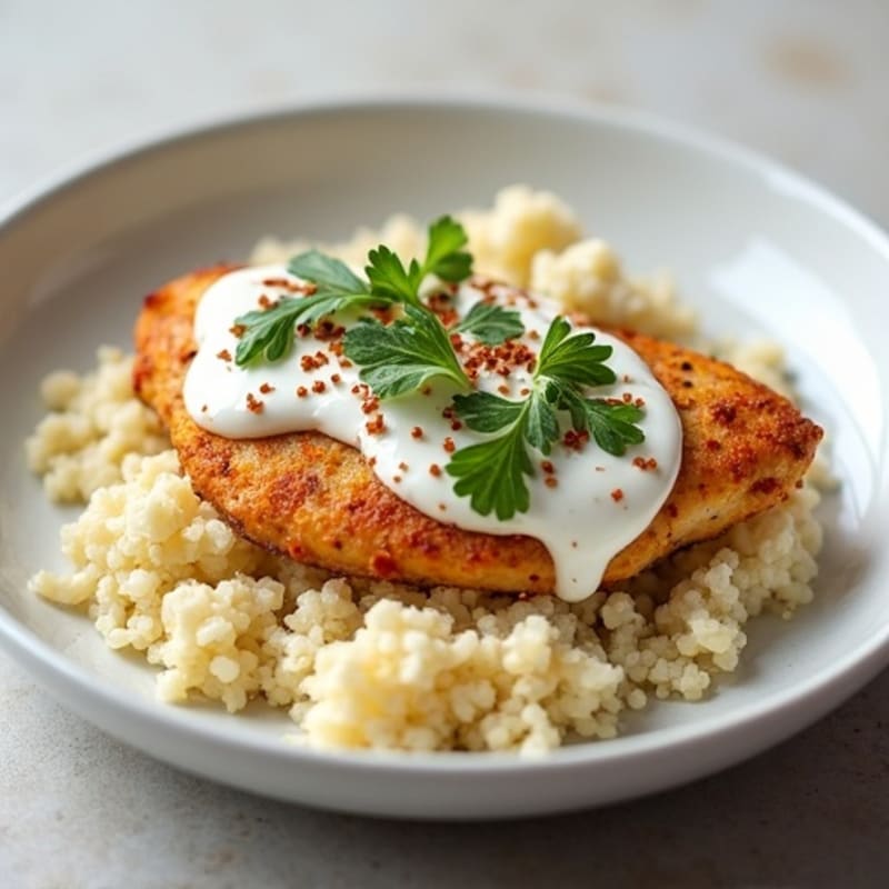 Creamy Yogurt-Spiced Chicken with Cauliflower Rice