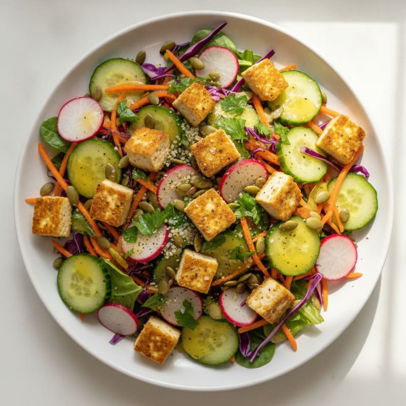 Rainbow Vegetable Salad with Lemon-Herb Dressing