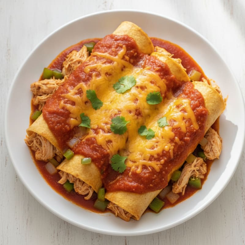 Chicken Enchiladas with Red Chili Sauce