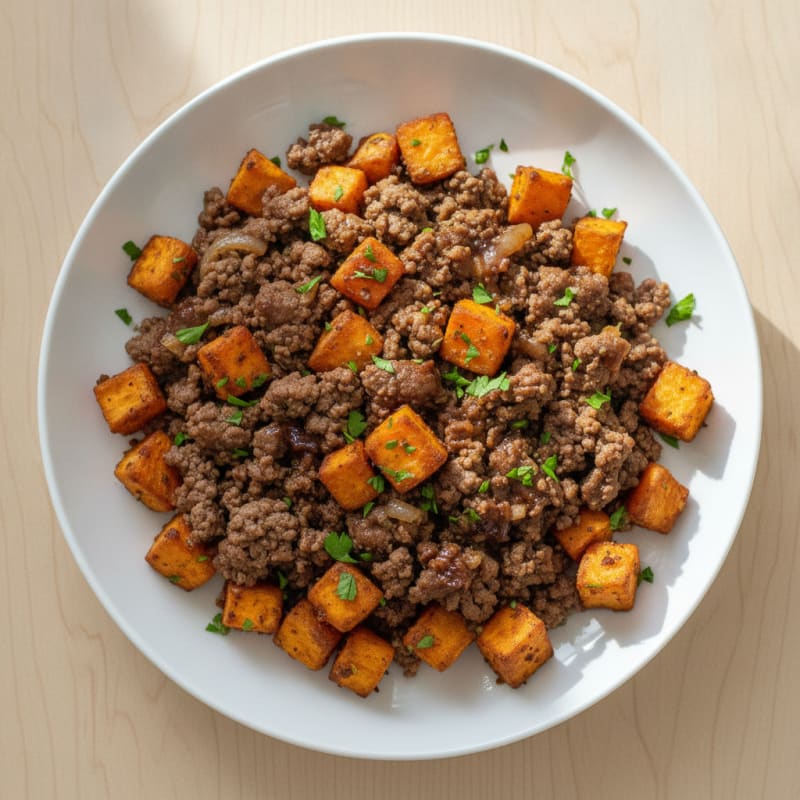 Spiced Ground Beef and Sweet Potatoes