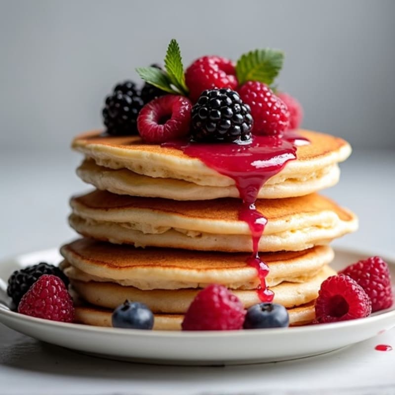 Fluffy Protein Pancakes with Berry Compote