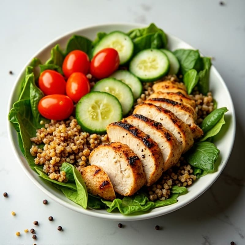 Grilled Chicken and Quinoa Power Salad with Fresh Greens