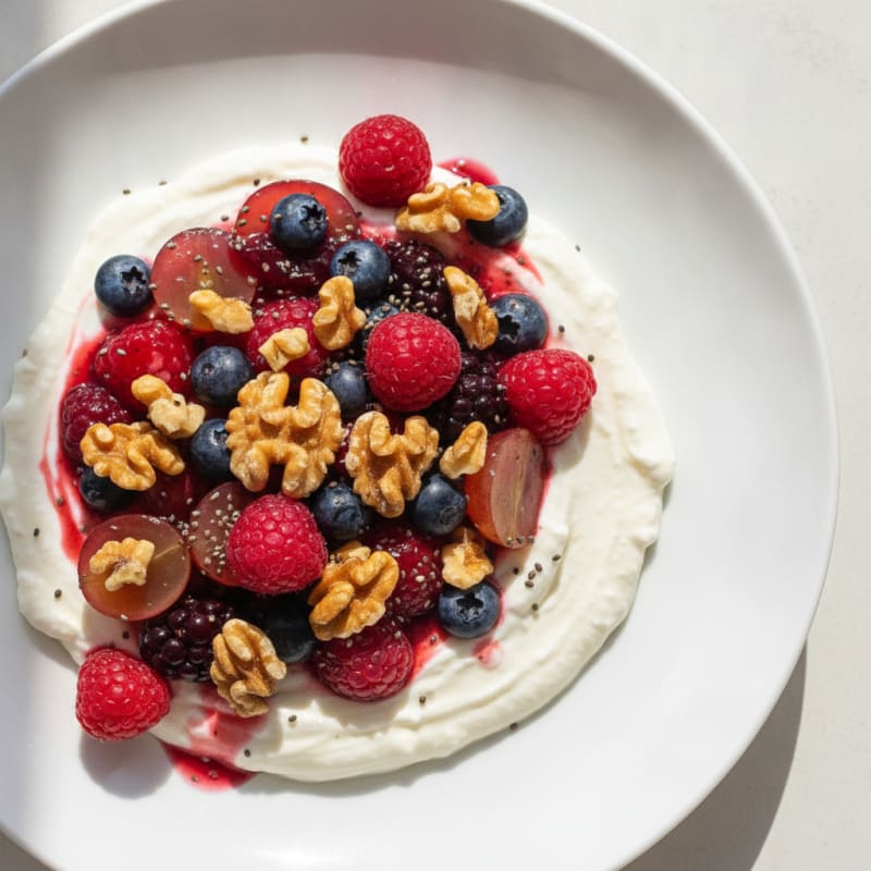 Silky Greek Yogurt Protein Pudding with Mixed Berries