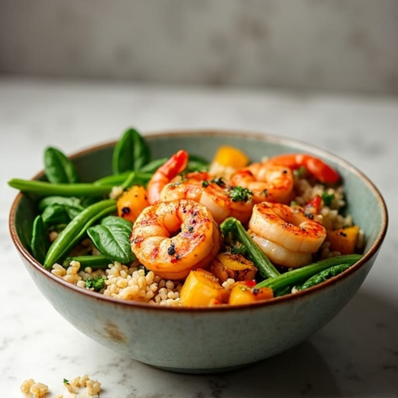 Grilled Shrimp and String Bean Rice Bowl