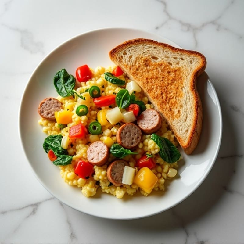 Egg White Veggie Scramble with Turkey Sausage
