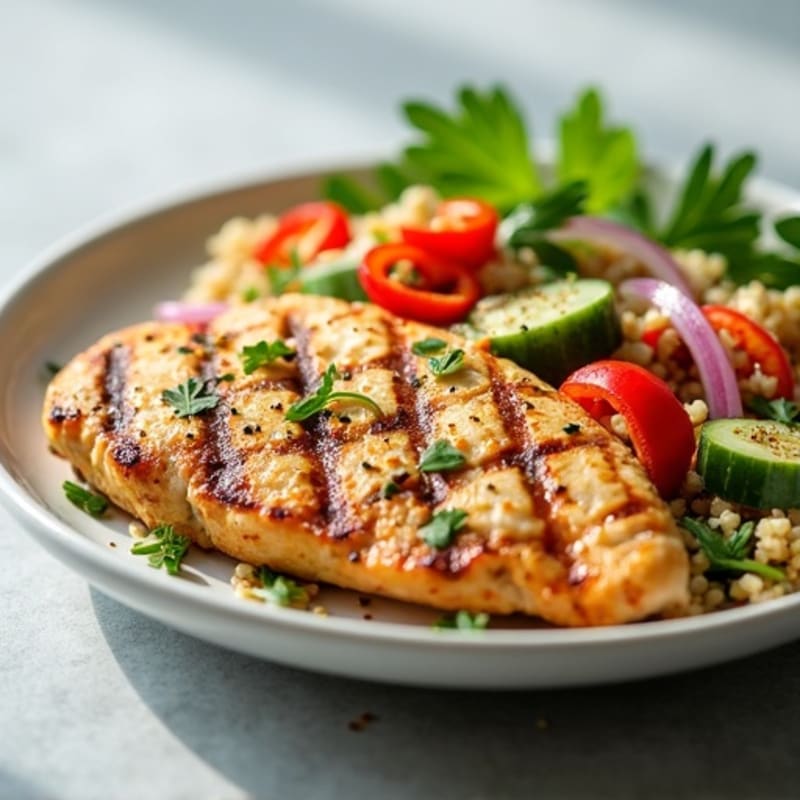 Grilled Chicken Breast with Crunchy Quinoa Salad