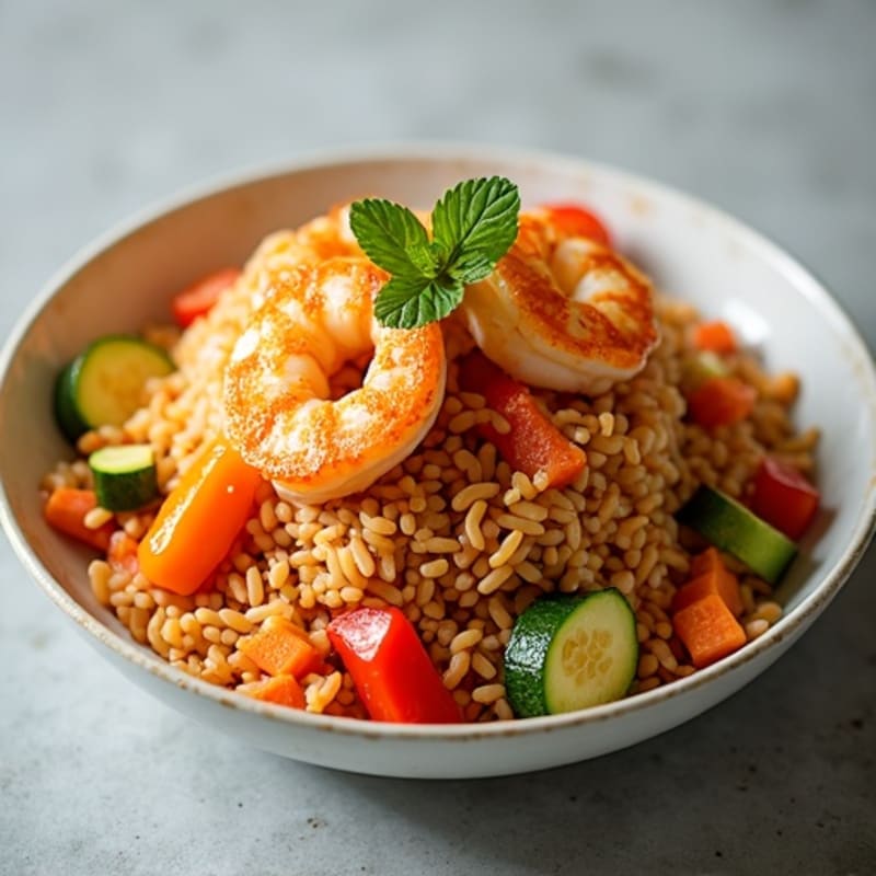Savory Kimchi Fried Rice with Crispy Vegetables