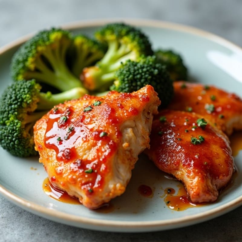Crispy Gochujang Glazed Chicken Thighs with Roasted Broccoli