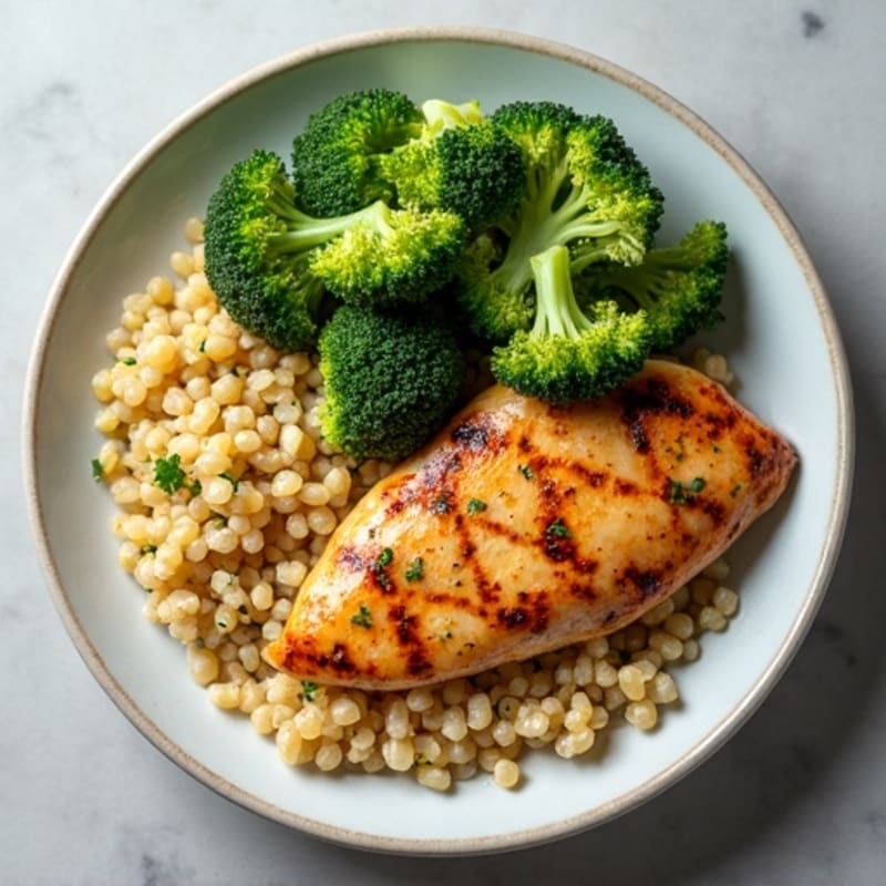 Grilled Chicken Breast with Roasted Broccoli and Quinoa