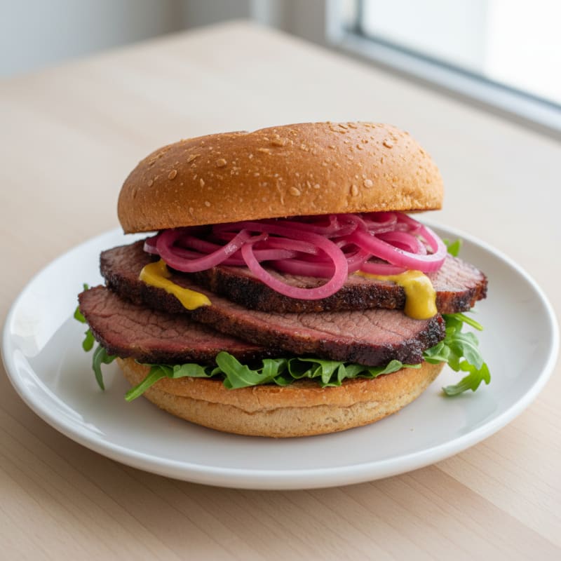 Smoky Brisket Sandwich with Pickled Onions
