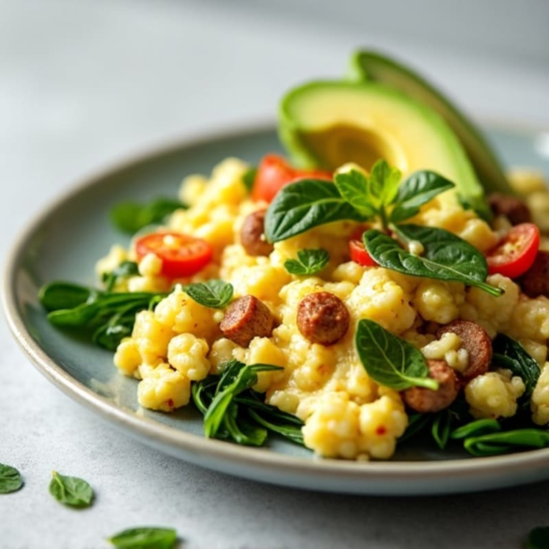 Egg White Scramble with Spinach and Turkey Sausage