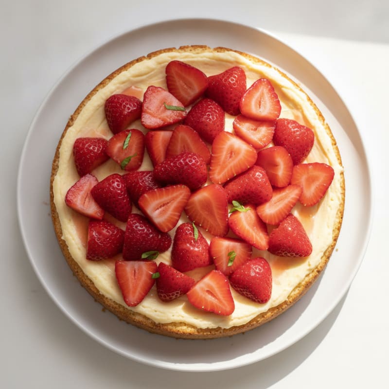 Silky Protein Cheesecake with Fresh Strawberries