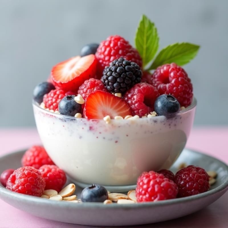Creamy Greek Yogurt Protein Pudding with Mixed Berries