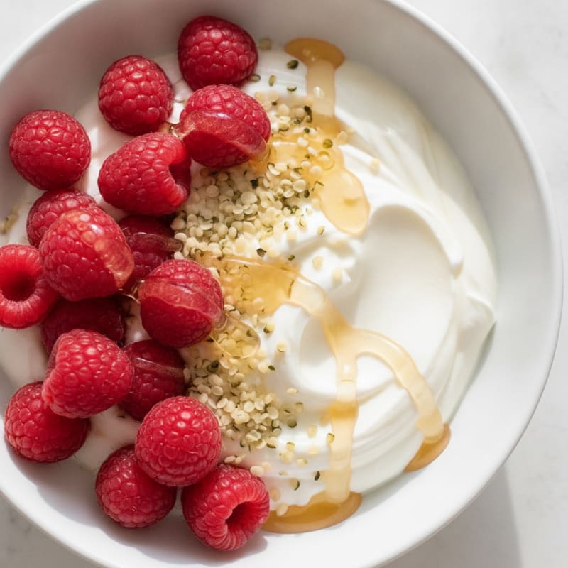 Silky Greek Yogurt Bowl with Mixed Berries and Hemp Seeds