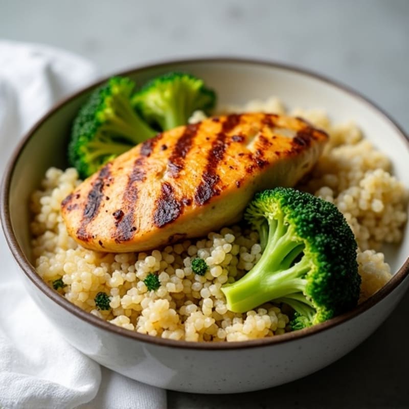 Grilled Chicken Breast with Quinoa and Steamed Broccoli