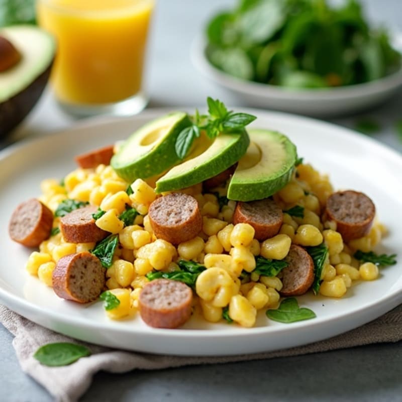 Egg White and Turkey Sausage Scramble with Spinach